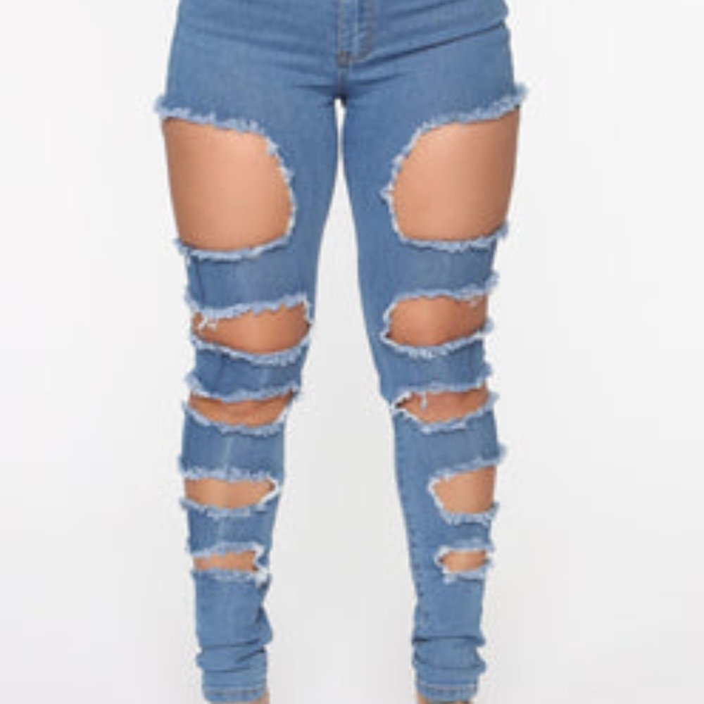 High Waist Distressed Skinny Jeans